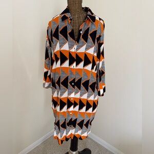 Lenny Niemeyer Geometric Button-Up Shirt Dress PP XS Resortwear Tunic